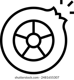 Flat tire icon. Thin linear style design isolated on white background