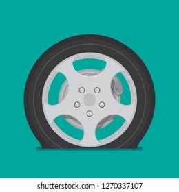 Flat tire icon vector flat design.