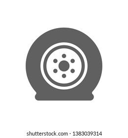 Flat tire icon vector in trendy flat style isolated on white background
