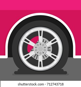 Flat tire on car vector