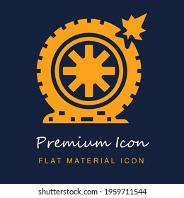 Flat Tire premium material ui ux isolated vector icon in navy blue and orange colors svg