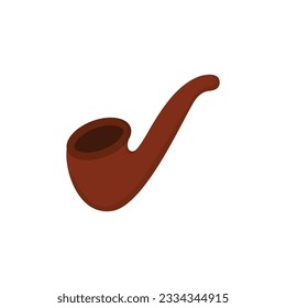 Flat Tobacco Pipe with Chamber, Thin Hollow Stem and Mouthpiece vector illustration on white background