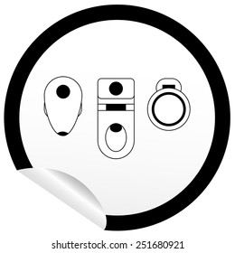Flat toilet, bidet, toilet bowl icon on sticker for floor plan outline. Line editable EPS10 vector furniture illustration. View from above