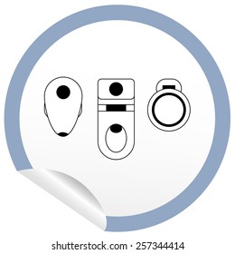 Flat toilet, bidet, toilet bowl icon on sticker for floor plan outline. Line editable EPS10 vector furniture illustration. View from above