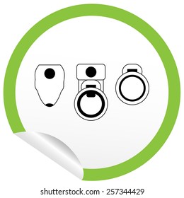 Flat toilet, bidet, toilet bowl icon on sticker for floor plan outline. Line editable EPS10 vector furniture illustration. View from above