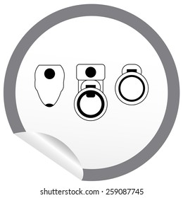 Flat toilet, bidet, toilet bowl icon on sticker for floor plan outline. Line editable EPS10 vector furniture illustration. View from above