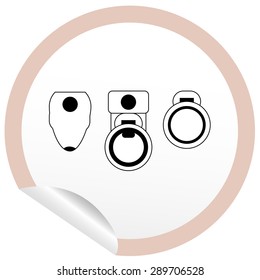 Flat toilet, bidet, toilet bowl icon on sticker for floor plan outline. Line editable EPS10 vector furniture illustration. View from above