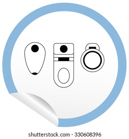 Flat toilet, bidet, toilet bowl icon on sticker for floor plan outline. Line editable EPS10 vector furniture illustration. View from above