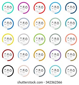 Flat toilet, bidet, toilet bowl icon on sticker for floor plan outline. Line editable EPS10 vector furniture illustration. View from above