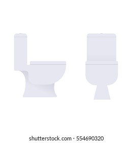 Flat toilet in profile and full face.