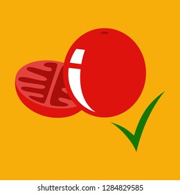 Flat tomato isolated on background. Vector illustration.