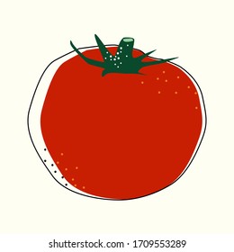 Flat tomato isolated vector illustration. Pattern for healthy lifestyle design. Scandinavian style. Vegetarian summer backdrop. Kitchen art. Fresh poster.