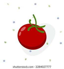 Flat tomato on white background in cartoon style