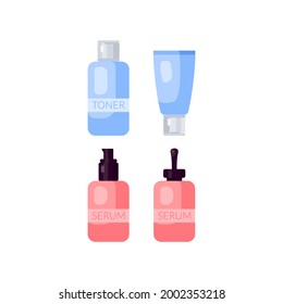 diseño de recipiente de tonor plano y de recipiente sérico de color azul y rojo