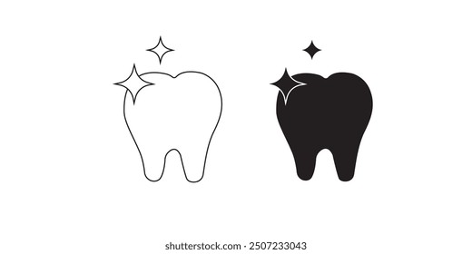 Flat tooth icon. Dental treatment symbol. Dentist logotype template