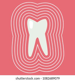 flat tooth icon with lines around on a pink background
