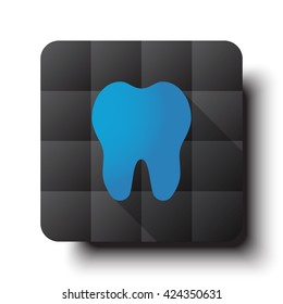 Flat Tooth icon on black app button with drop shadow