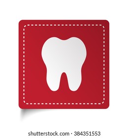 Flat Tooth icon on red sticker