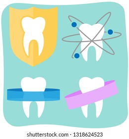 Flat tooth icons vector illustration on plain background