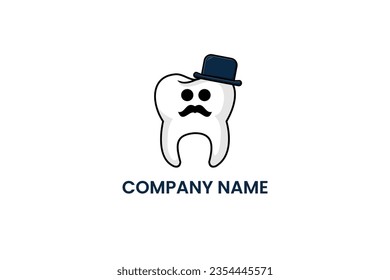 Flat tooth old men icon symbol logo template vector design illustration
