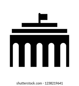 flat top bank entrance building solid black icon.