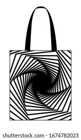 Flat Tote Bag Design Vector With Graphic Lines Rotate Printed On Pattern.