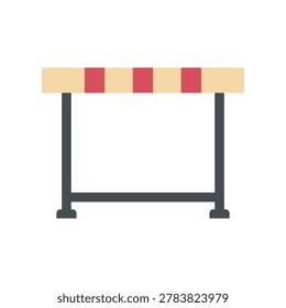 Flat of a track and field hurdle with red and beige stripes on white background