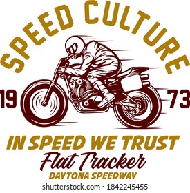 Flat Tracker design can be use for t shirt design