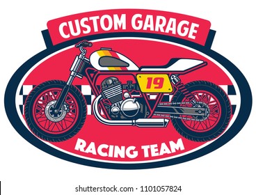 flat tracker motorcycle badge design