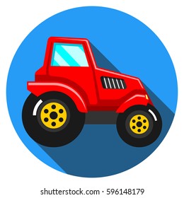 flat tractor farm isolated icon