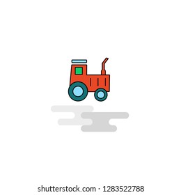 Flat Tractor  Icon. Vector