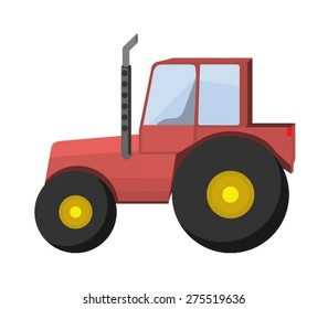 Flat Tractor Icon: Vector
