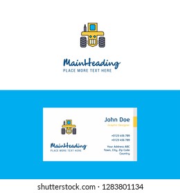 Flat Tractor  Logo and Visiting Card Template. Busienss Concept Logo Design