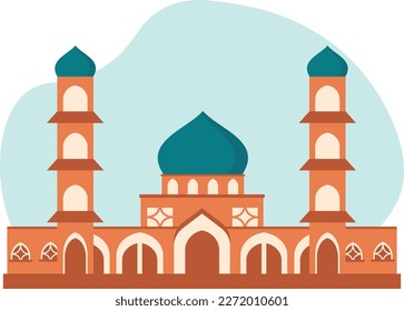 Flat traditional islamic mosque building illustration. Suitable for Diagrams, Map, Infographics, Illustration, and ramadan greeting cards