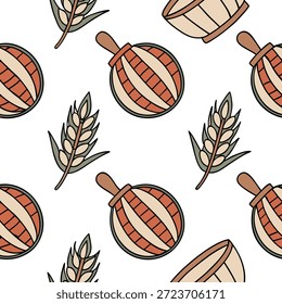 Flat Traditionelle Webmuster und lokale Textilien nahtlose Fliesenmuster mit erdigen und lebendigen Tönen Konzept als erdige und lebendige Töne markieren traditionelle Webmuster und lokale Textilien in nahtlosen Fliesenmuster in Einfache flache süße Vektorgrafik von intelligenten Business-Ton, voller Körper, einzeln auf weißem Hintergrund —ar 4:3 —tile