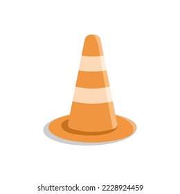 ilustración de cono de tráfico plano en fondo aislado