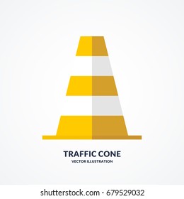 Flat Traffic cone isolated on light background. Vector illustration.