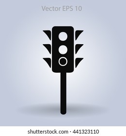 Flat traffic light icon.