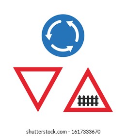 Flat traffic sign icon set vector