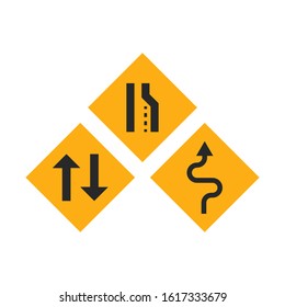 Flat traffic sign icon set vector