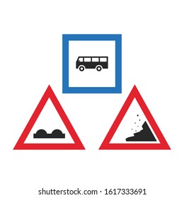 Flat traffic sign icon set vector