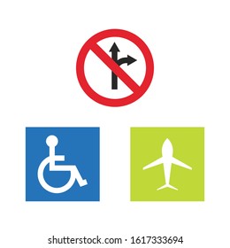 Flat traffic sign icon set vector