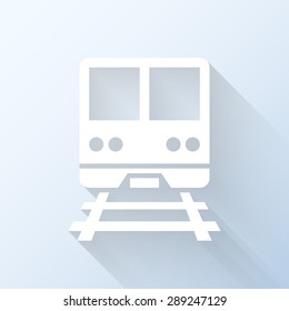 Flat train icon with long shadow. Vector illustration