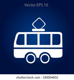 Flat tram icon. Vector