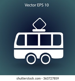 Flat tram icon. Vector