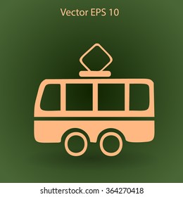 Flat tram icon. Vector