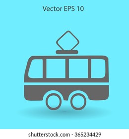 Flat tram icon. Vector