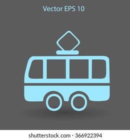 Flat tram icon. Vector