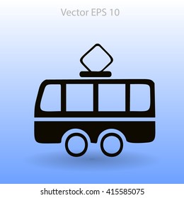 Flat tram icon. Vector