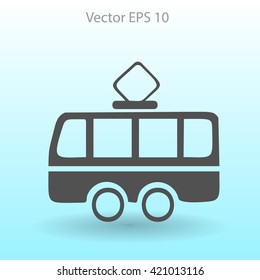 Flat tram icon. Vector